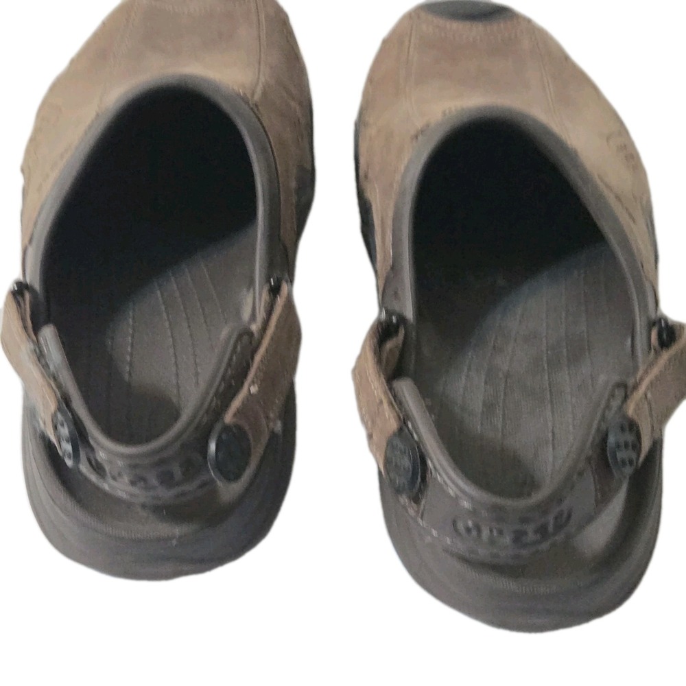 Crocs Swiftwater Tan Leather Slingback Slip-On Clog Shoes Men’s 7.5 8 - Picture 6 of 7